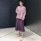 Plain Pullover / Midi A-line Knit Skirt