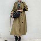 Plain Pleated Single-breasted Trench Coat