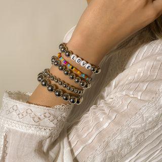 Set Of 5: Beaded Bracelet 1877 - Set Of 5 - Silver - One Size