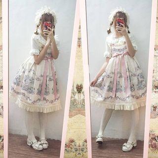 Sleeveless Floral Print A-line Dress / Hair Piece / Set