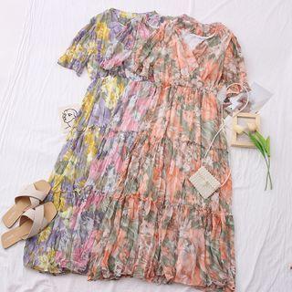 Flower-print Chiffon Midi Dress
