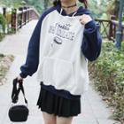 Lettering Raglan Hoodie As Shown In Figure - One Size