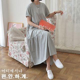 Shirred Tiered Maxi T-shirt Dress
