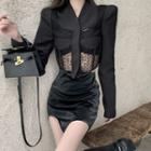 Lace Panel Blazer / Mini Pencil Skirt
