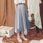 Midi Mesh Skirt Gray & Pink - One Size