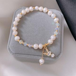 Rabbit Freshwater Pearl Faux Crystal Bracelet Bracelet - Freshwater Pearl - Rabbit - White - One Size