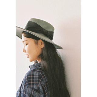 Tie-cuff Plaid Shirt Navy Blue - One Size