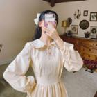 Puff-sleeve Ruffled Midi A-line Shirtdress