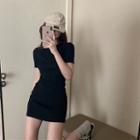Knitted Short-sleeve Slim Fit Dress