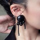 Beaded Fringed Earring 1 Pair - Black - One Size