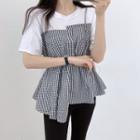 Short Sleeve Check Panel Tee