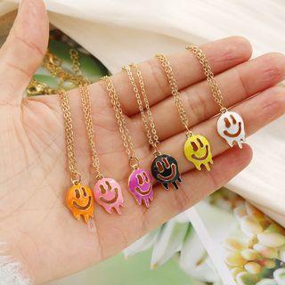 Melting Smiley Glaze Pendant Alloy Necklace