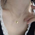 Heart Pendant Sterling Silver Choker Gold - One Size