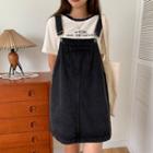 Denim Mini Overall Dress Charcoal - One Size