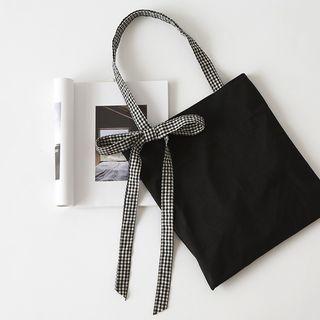 Bow Canvas Shopper Bag As Shown In Figure - One Size