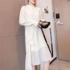 Mock-neck Chiffon Hem Midi Sweater Dress