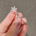 Cz Flower Hair Clip Ly517 - 1 Pc - Gold - One Size