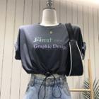 Short-sleeve Lettering Drawcord T-shirt