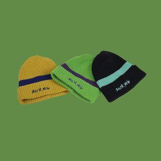 Color-block Embroidery Knit Beanie
