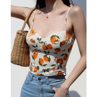 V-neck Lemon Print Camisole Top