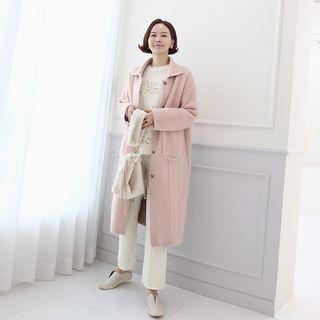 Single-breasted Pocket-detail Knit Coat