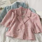 Twill Double-breasted Cropped Shirt Jacket