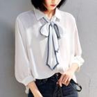 3/4-sleeve Bow Accent Blouse