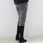 Leopard H-line Midi Knit Skirt