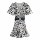Zebra Print Short-sleeve Mini A-line Dress