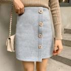 Plain Button-up Mini Skirt
