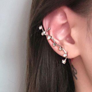 Rhinestone Star Cuff Earring Ac0723 - 1 Pc - Left Ear - As Shown In Figure - One Size