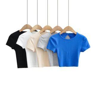 Short-sleeve Lace Up Polo Shirt