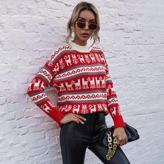 Holiday Themed Mock-neck Sweater