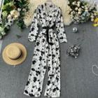 Flower Print Long-sleeve Jumpsuit