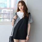 Short-sleeve Round-neck Three-tone T-shirt