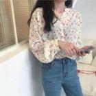 Flower Print Blouse White - One Size