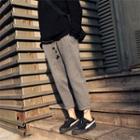 Fleece-lined Drawstring Cropped Pants