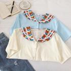 Picture Print Single-breasted Short-sleeve Blouse