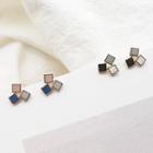 Color Panel Faux Leather Square Earring