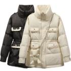 Set: Textured Padded Zip Jacket + Chain Crossbody Bear Plush