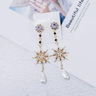 Rhinestone Faux Pearl Dangle Earring 1 Pair - As Shown In Figure - One Size