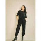 Flap-pocket Front Jogger Pants Black - One Size