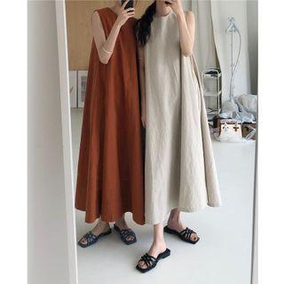 Sleeveless Plain Loose-fit A-line Dress