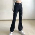 Color Block Bell-bottom Jeans