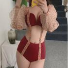 Puff-sleeve Cut-out Swimsuit