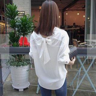V-neck Bow Accent Blouse
