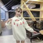 Long-sleeve Embroidered Tasseled Pullover Dress