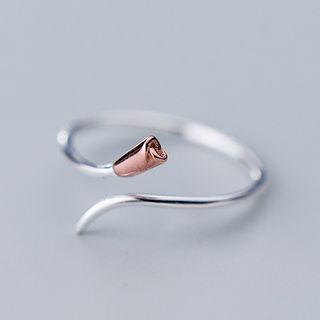 925 Sterling Silver Flower Bud Open Ring Silver - One Size