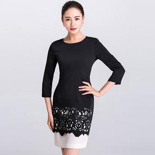 3/4-sleeve Cut Out Sheath Dress
