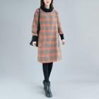 Plaid Turtle Neck Long Sleeve Dress